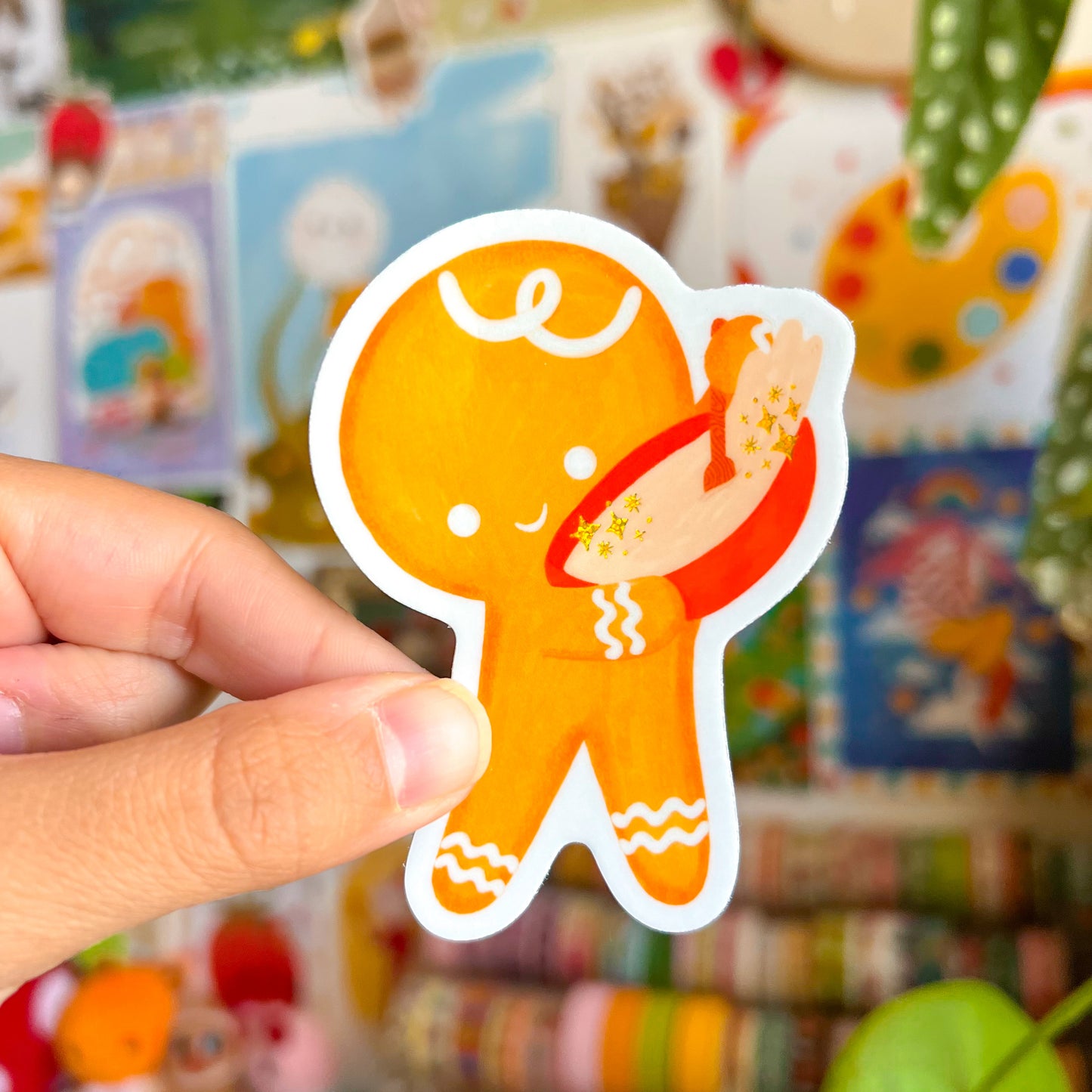Holographic Baking Gingerbreadman Sticker