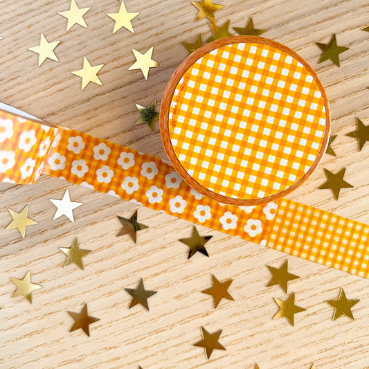 Yellow Daisy Plaid Washi Tape