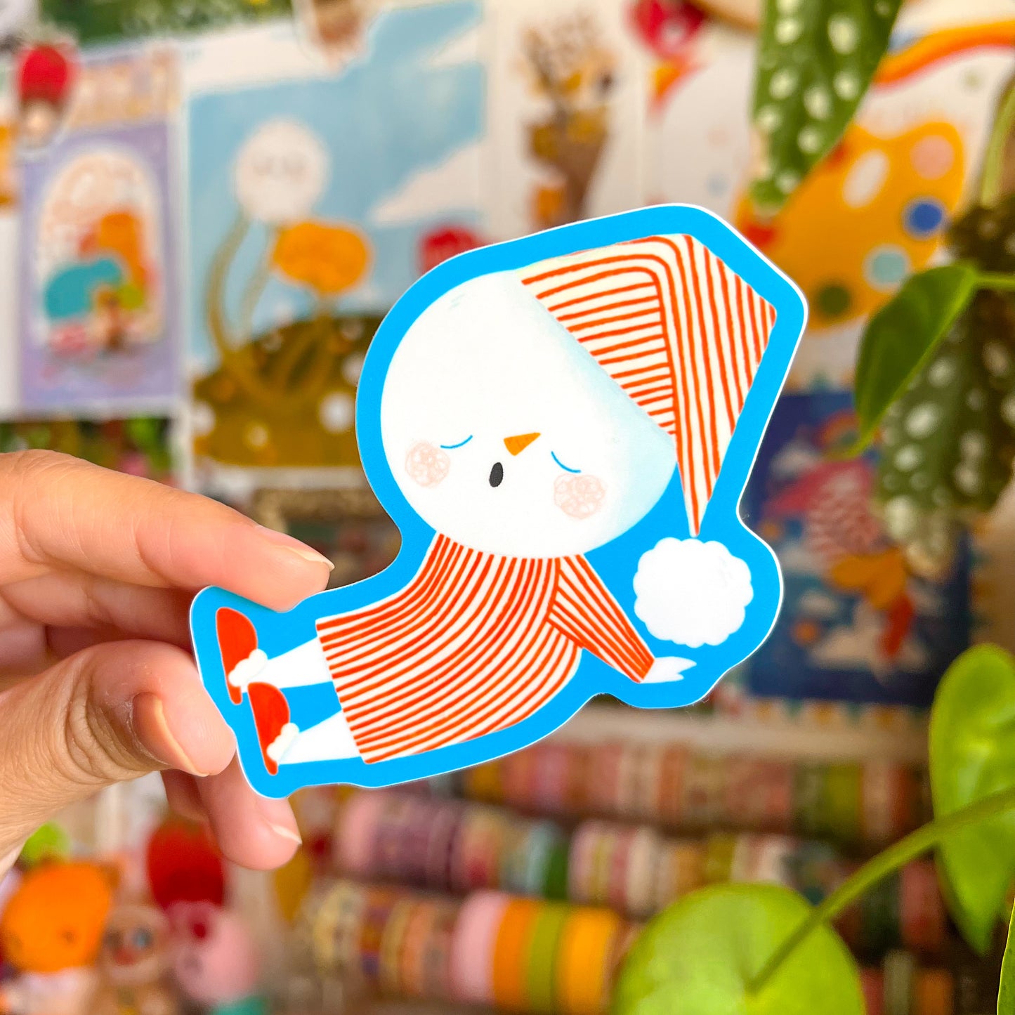 Sleepy Snowman Sticker