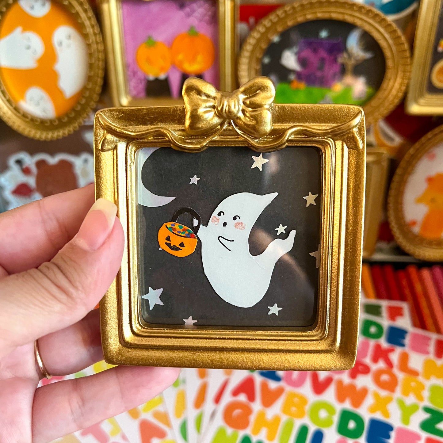 Trick or Book Original Mini Magnet Painting