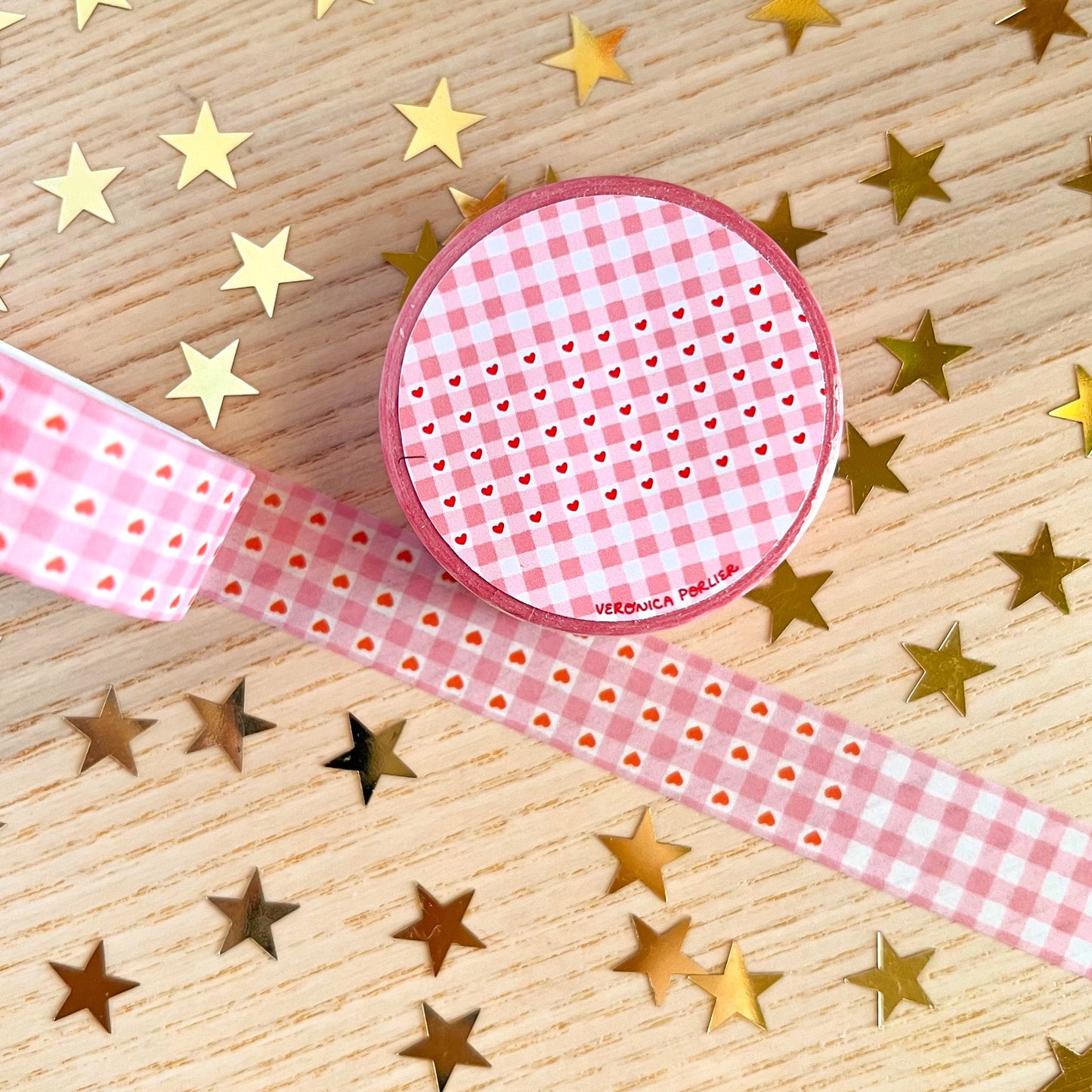 Pink Plaid Hearts Washi Tape
