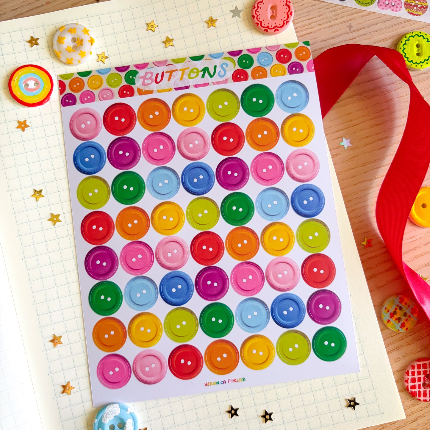 Rainbow Buttons Sticker Sheet