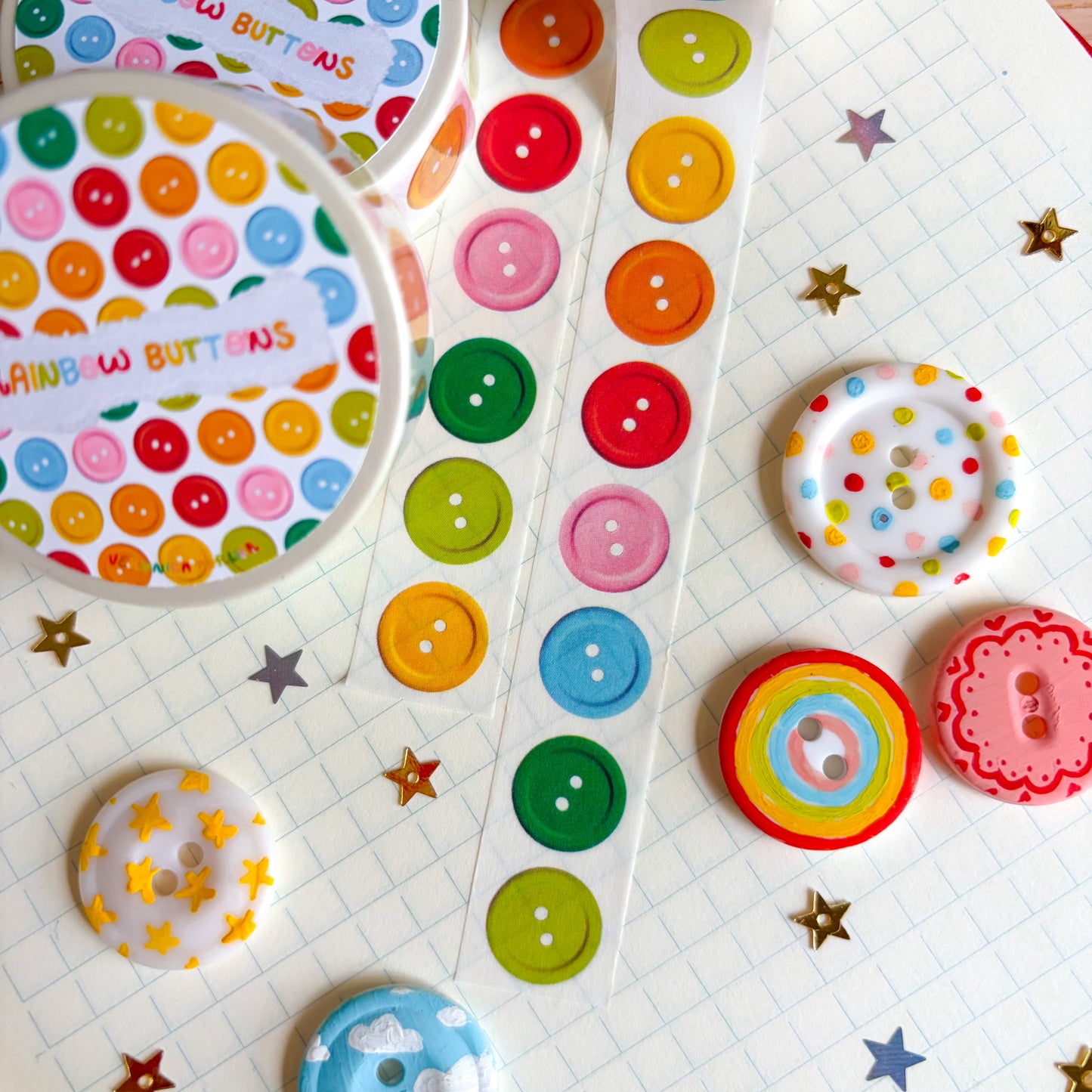 Rainbow Buttons Washi Tape