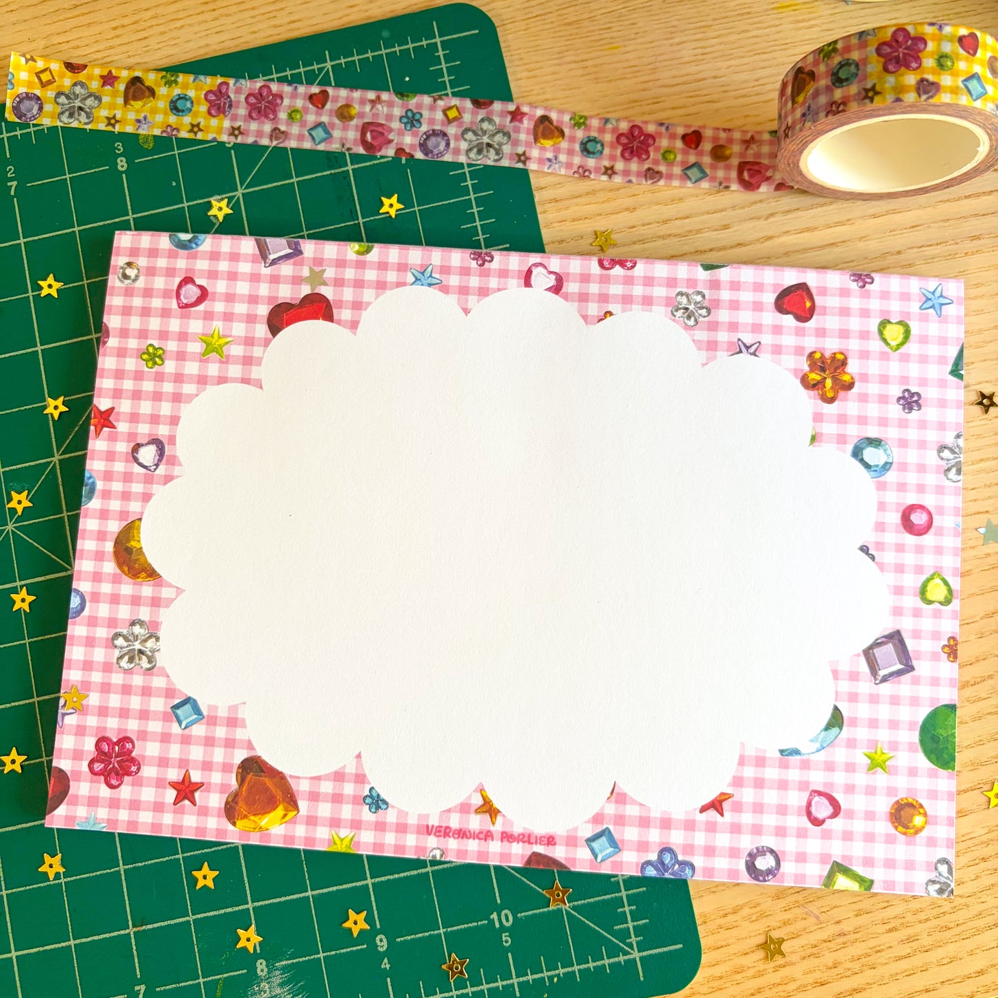 Gingham & Gems Memo Pad