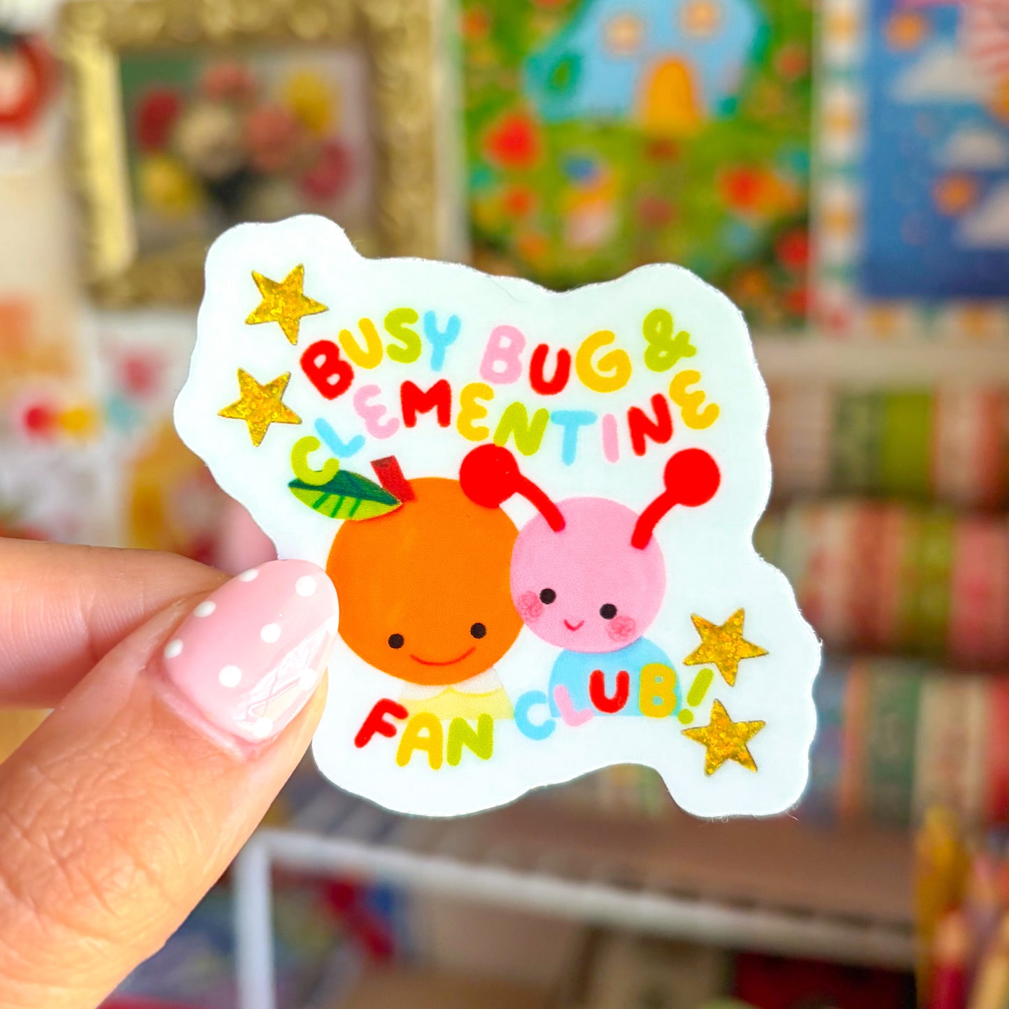 Busy Bug and Clementine Fan Club Sparkly Sticker 