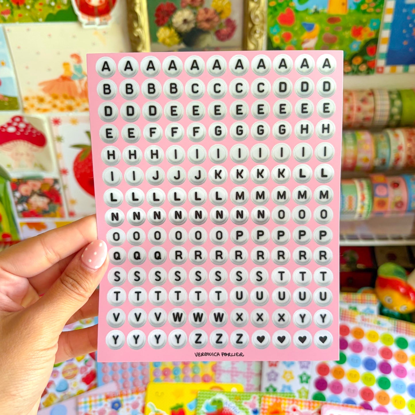 White Beads Alphabet Sticker Sheet