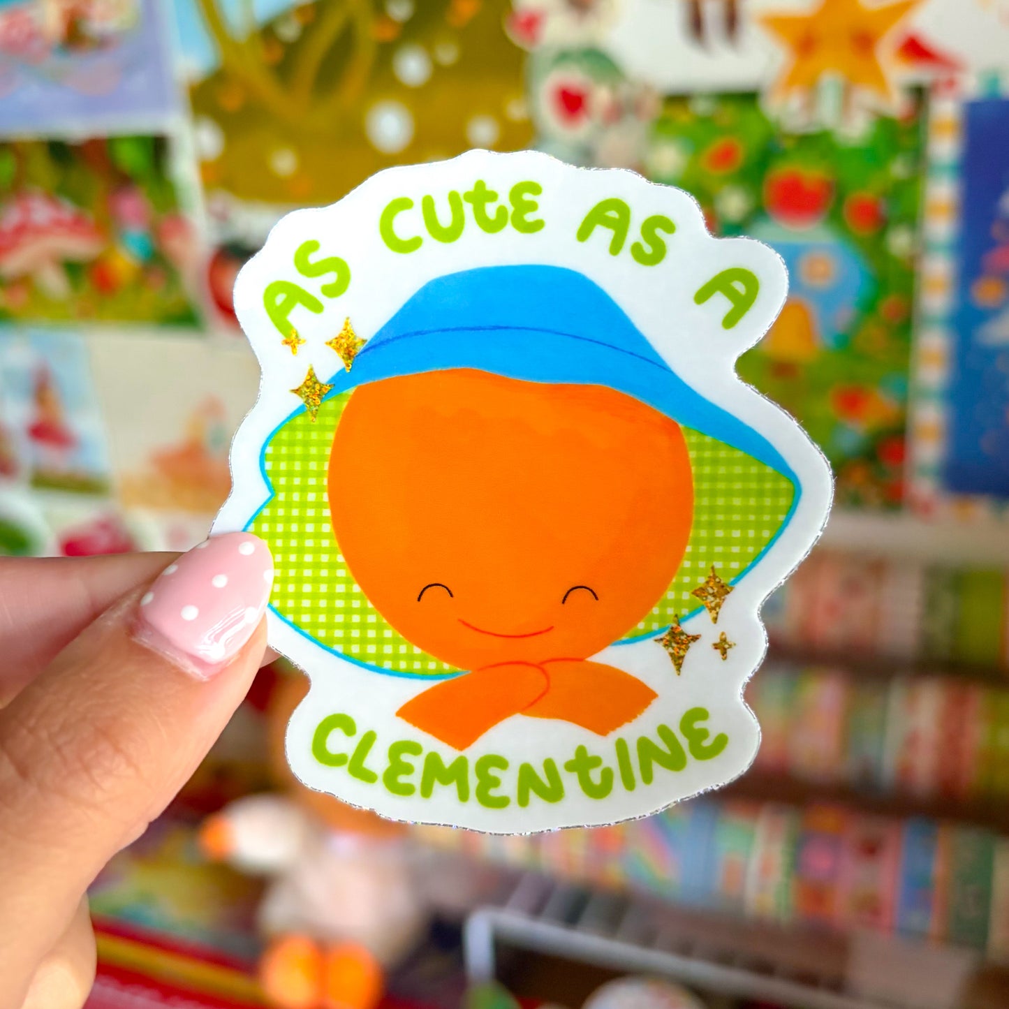 Cute as a Clementine Sparkly Sticker