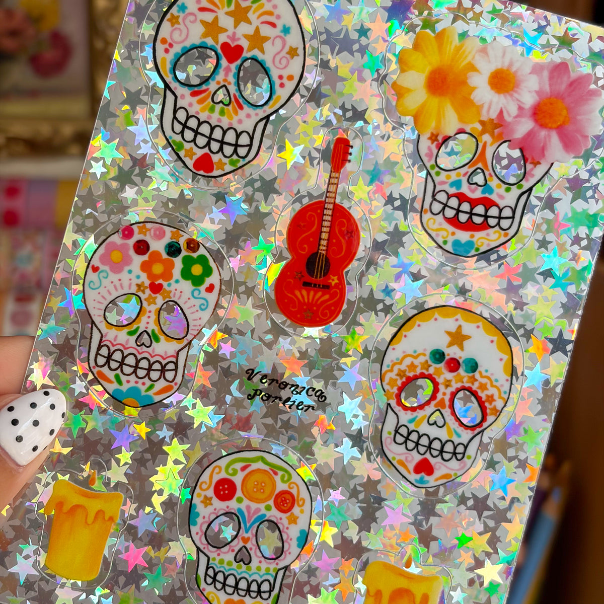 Dia de los Muertos Holographic Sticker Sheet