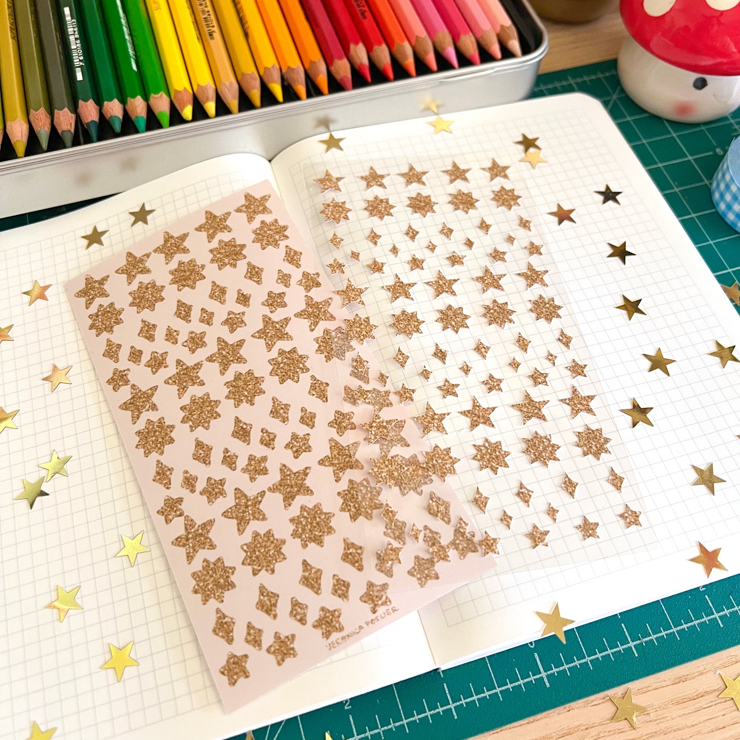 Glitter Star Deco Sticker Sheet (2 for 1)