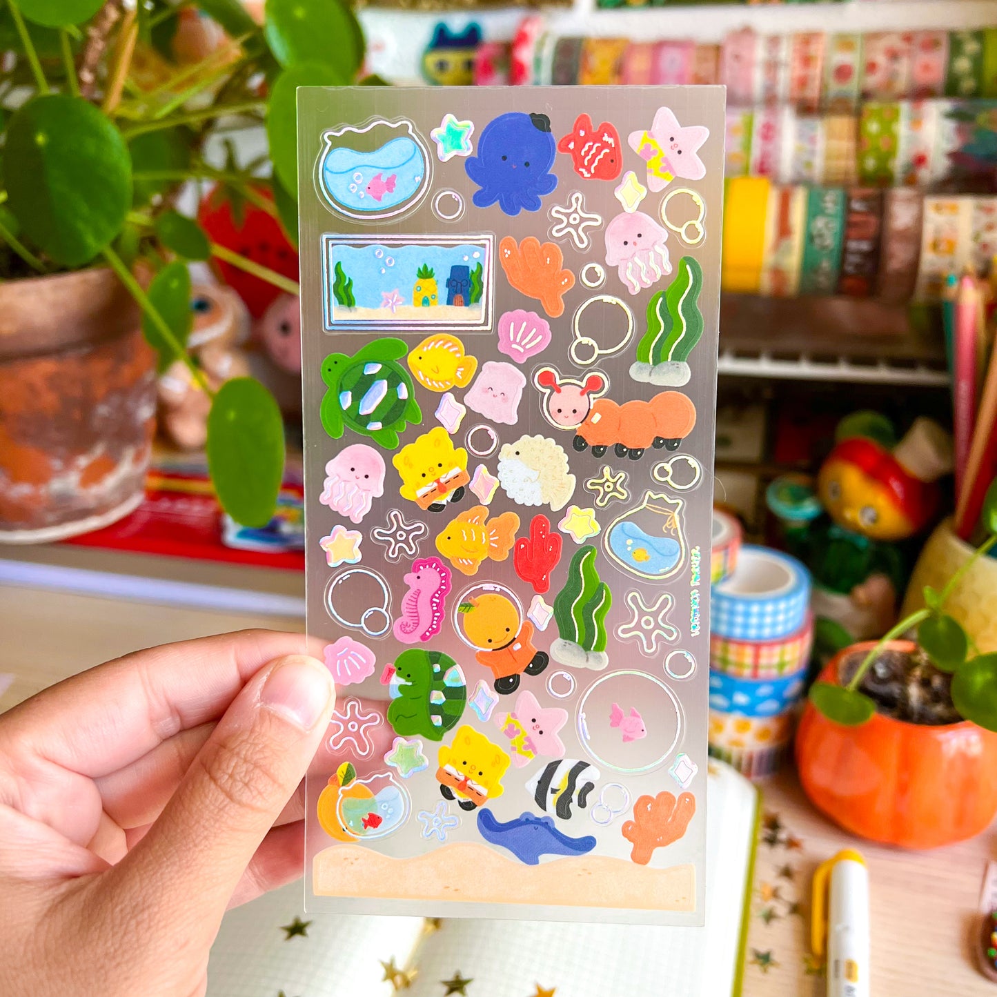 Holographic Ocean Sticker Sheet