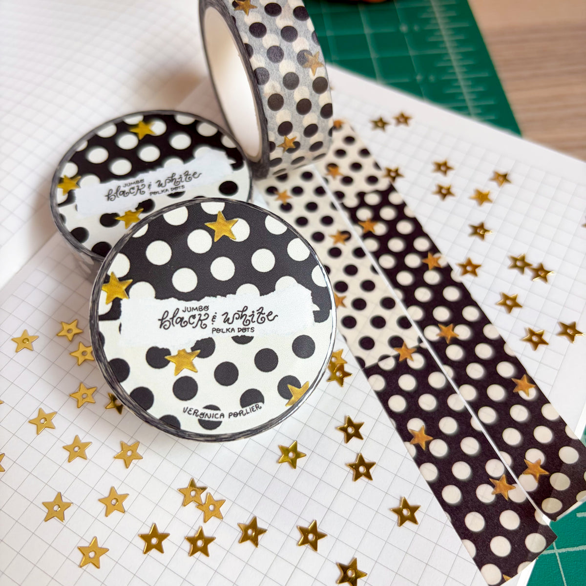 Jumbo Black & White Polka Dots Washi Tape