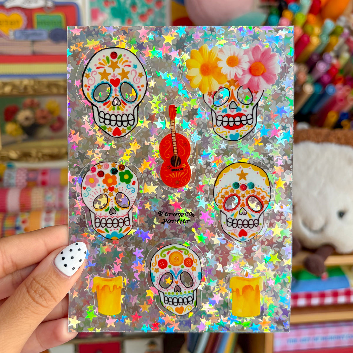 Dia de los Muertos Holographic Sticker Sheet