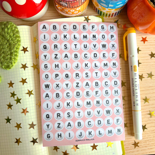 Bead Alphabet Sticker Sheet