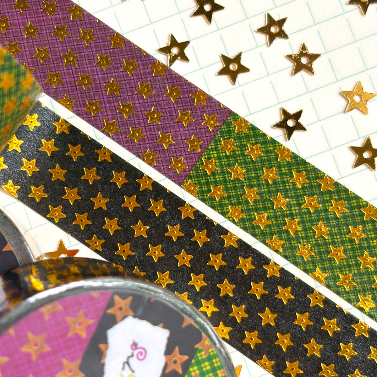 Spooky Stars Gold Foil Washi Tape