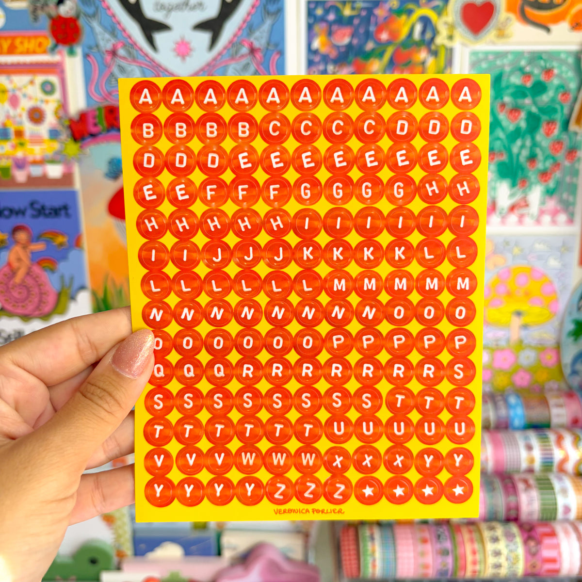 Orange Letter Beads Sticker Sheet
