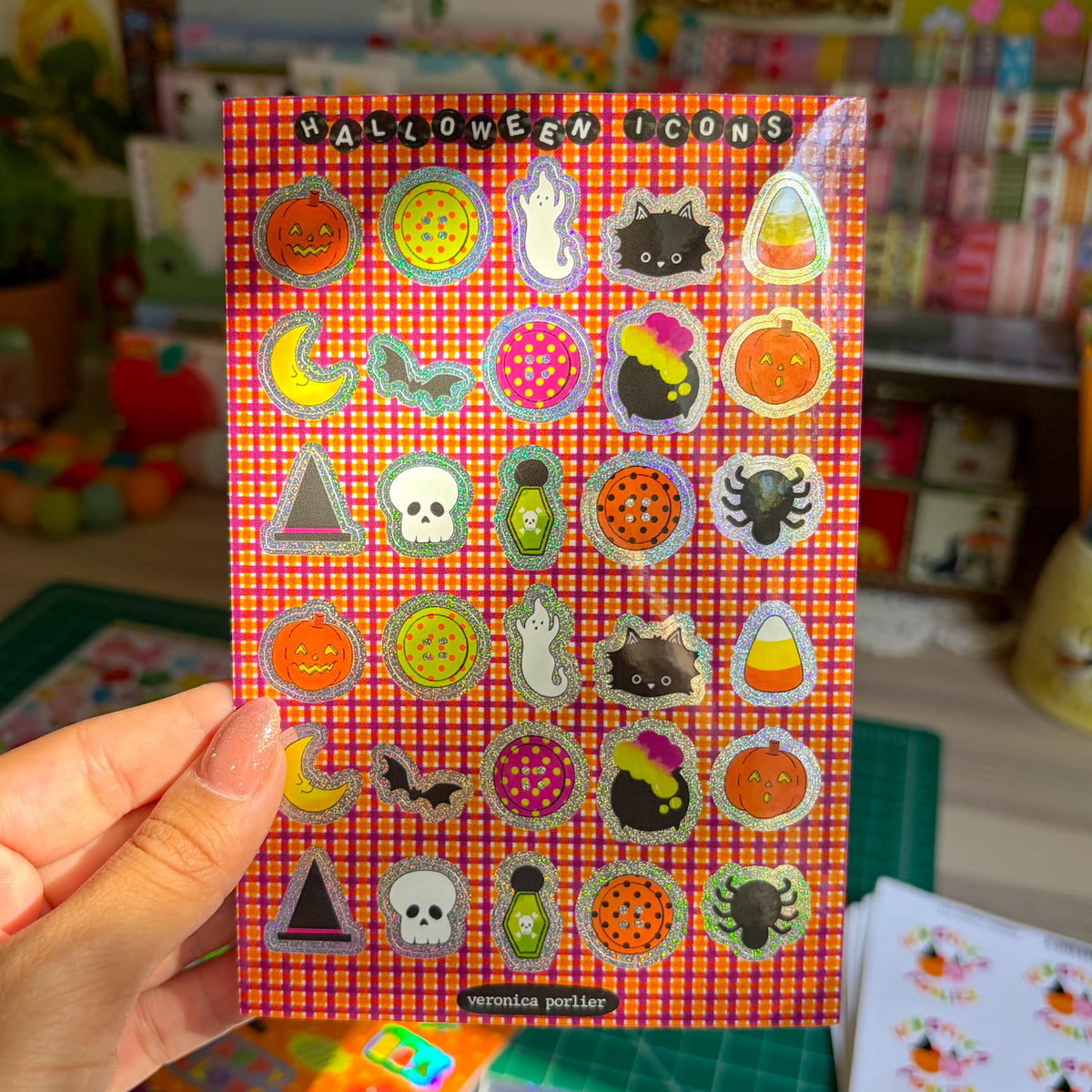 Halloween Icons Glitter Sticker Sheet