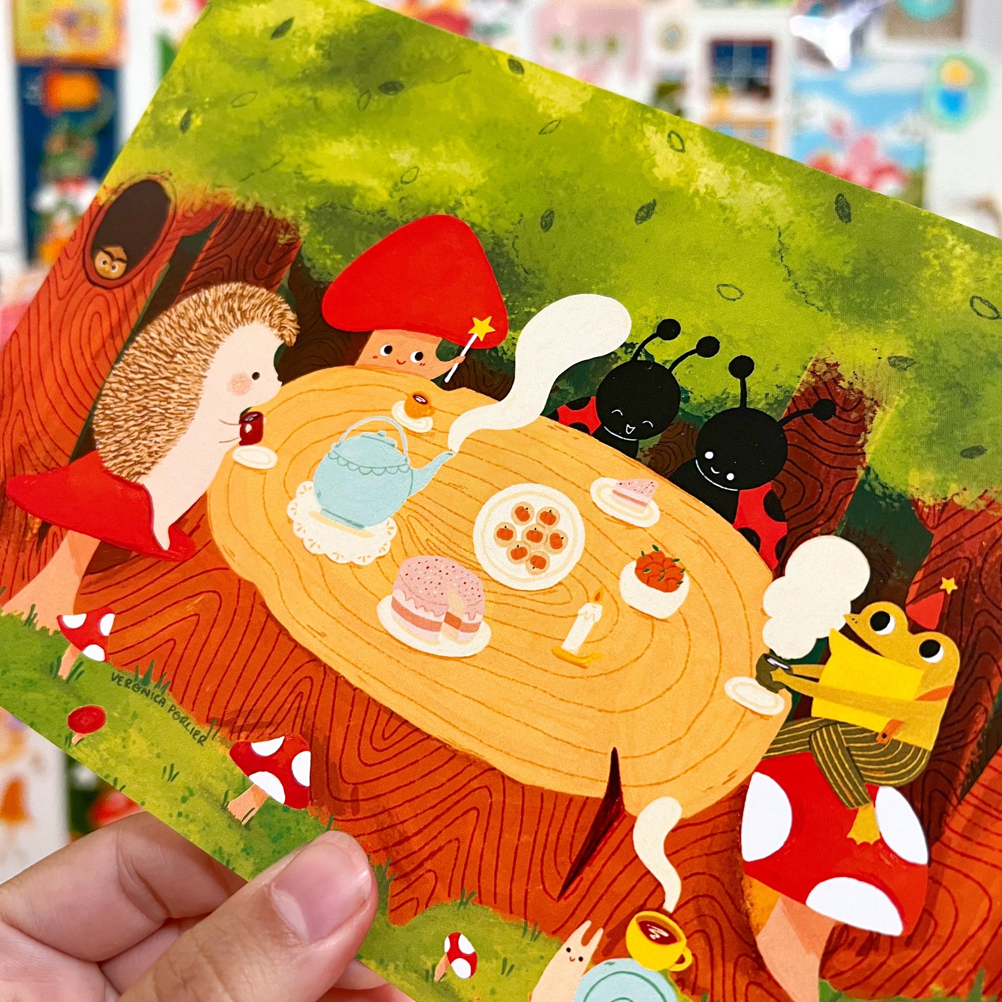 Forest Friends Dinner Party Postcard Print