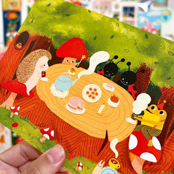 Forest Friends Dinner Party Postcard Print