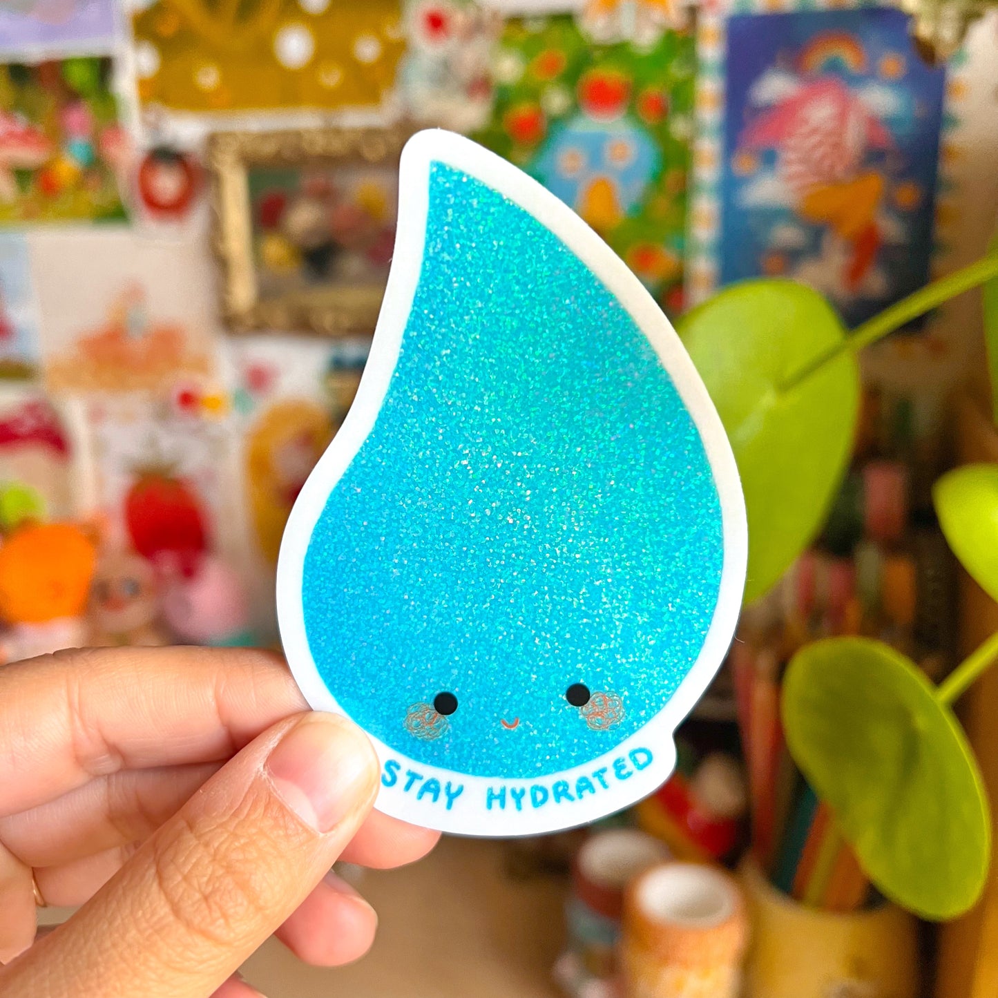 Sparkly Stay Hydrated Sticker