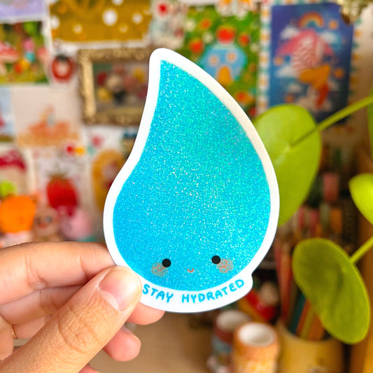 Sparkly Stay Hydrated Sticker