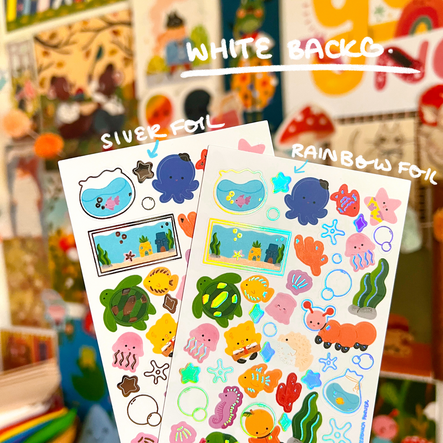 Holographic Ocean Sticker Sheet