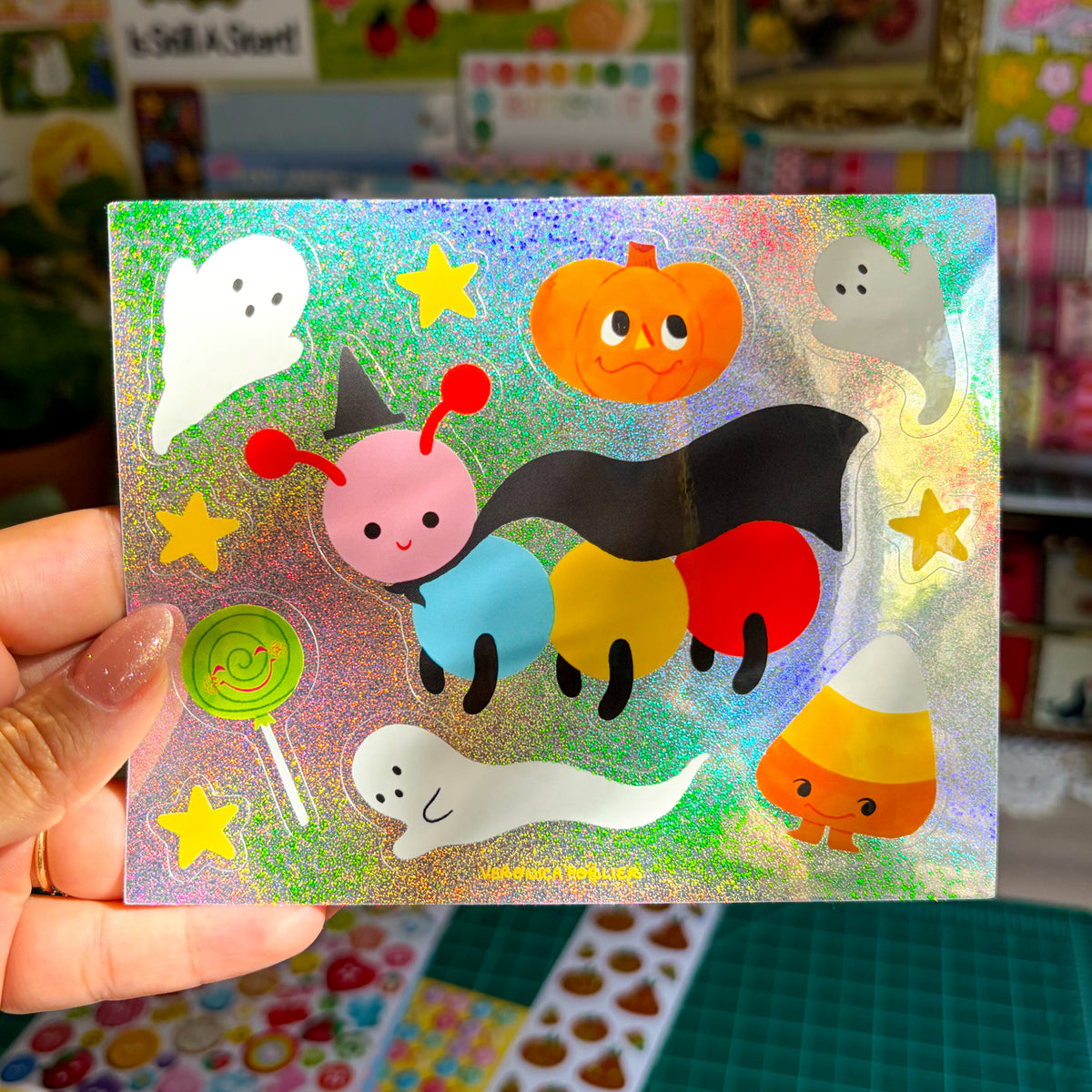 Busy Bug's Halloween Glitter Sticker Sheet