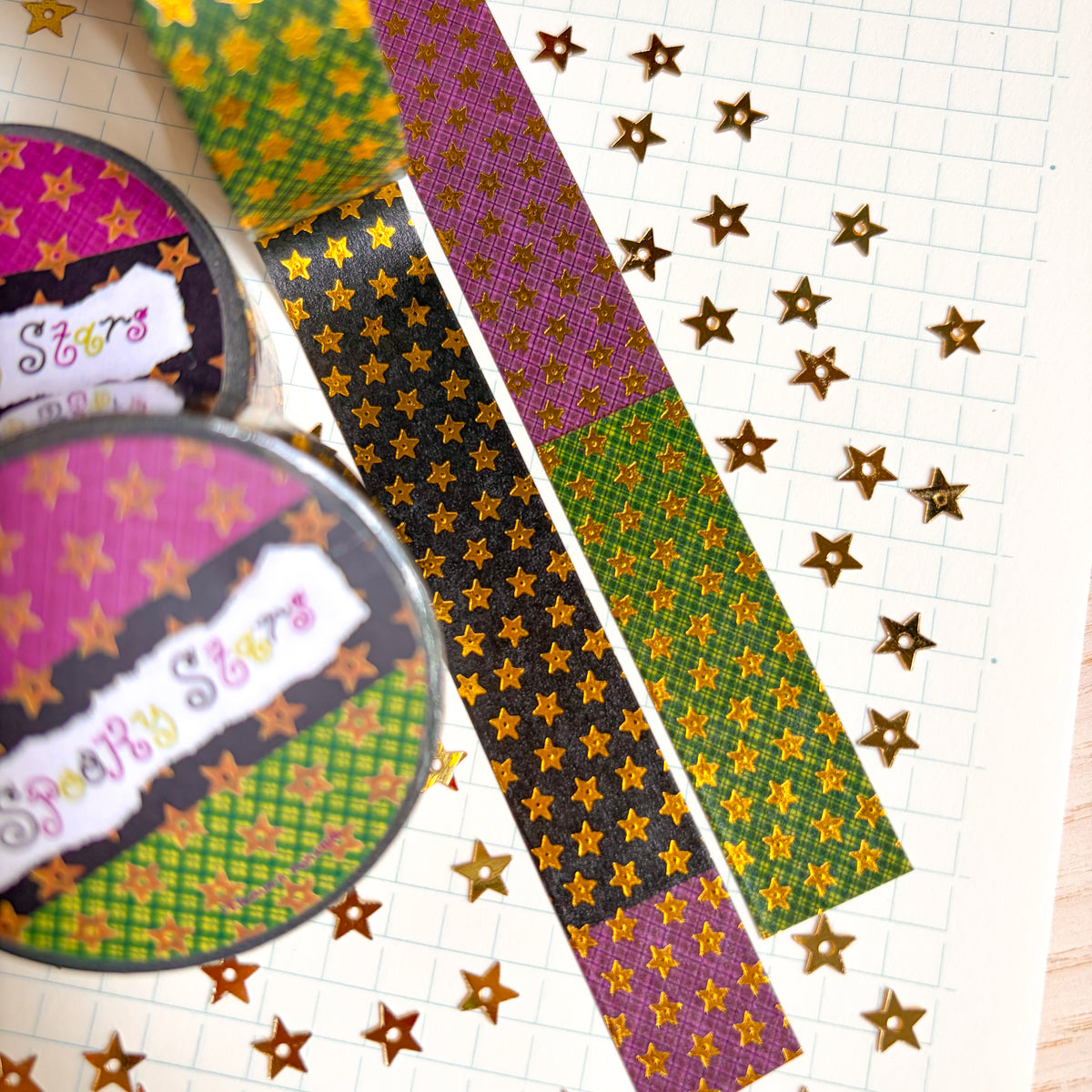 Spooky Stars Gold Foil Washi Tape