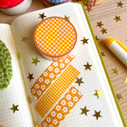 Yellow Daisy Plaid Washi Tape