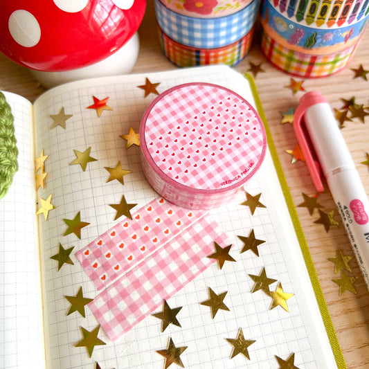 Pink Plaid Hearts Washi Tape