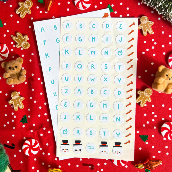 Snowman Alphabet Sticker Sheet