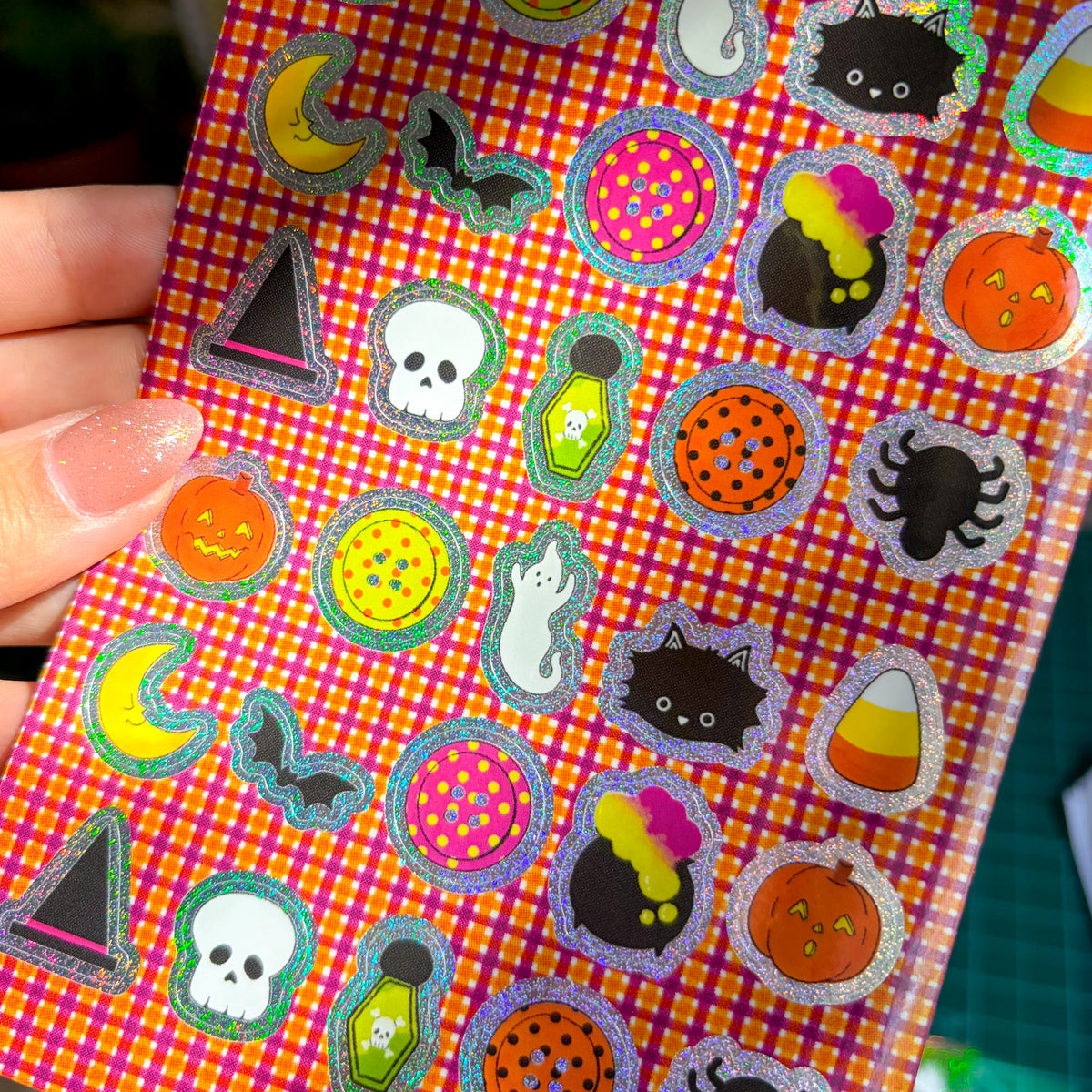 Halloween Icons Glitter Sticker Sheet