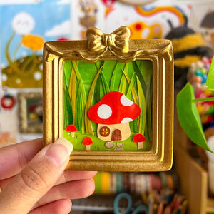 Mushroom Home Original Mini Magnet Painting