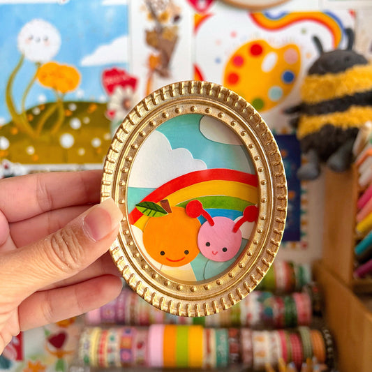 Busy Bug & Clementine Original Mini Magnet Painting