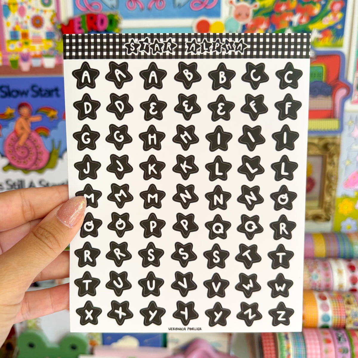 Black Star Alphabet Sticker Sheet