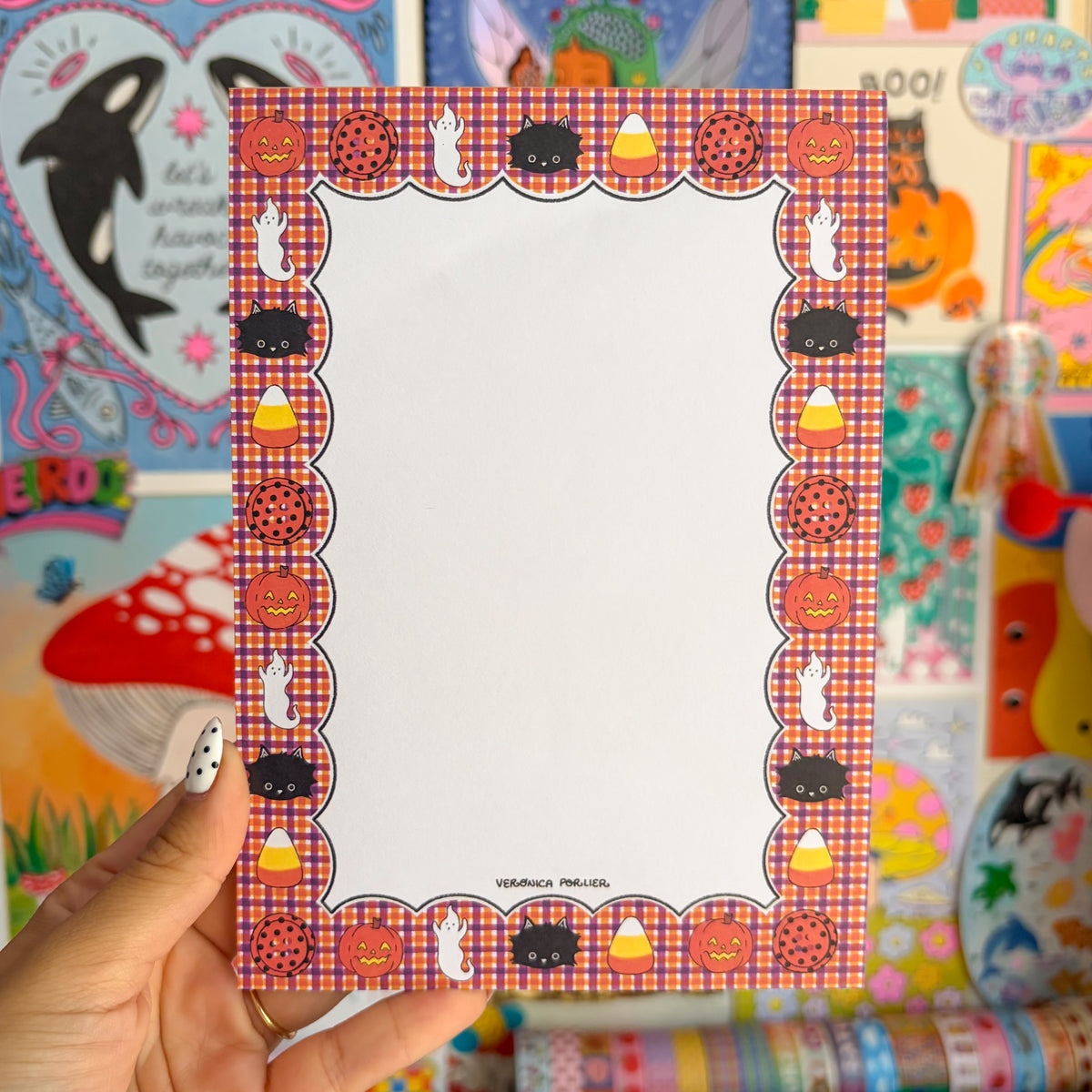 Spooky Friends Gingham Notepad