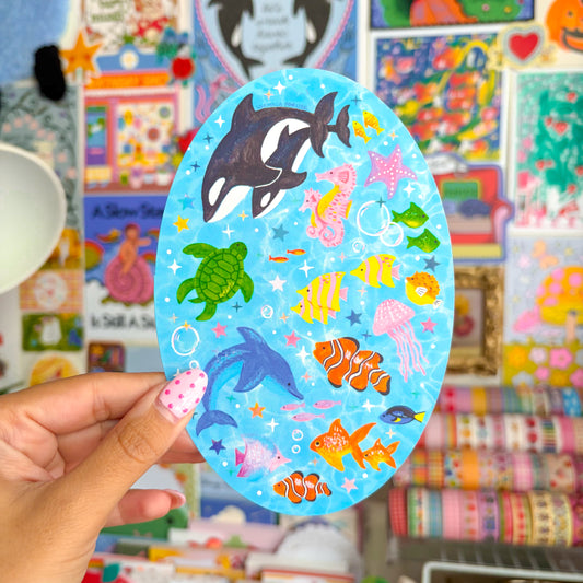Sea Life Oval Print