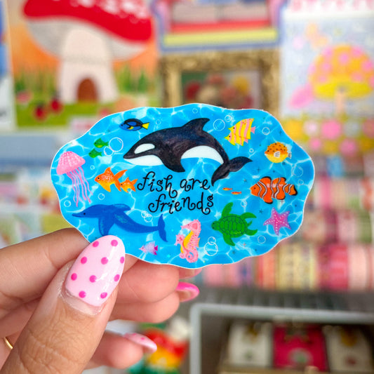 Fish are Friends Holographic Sticker