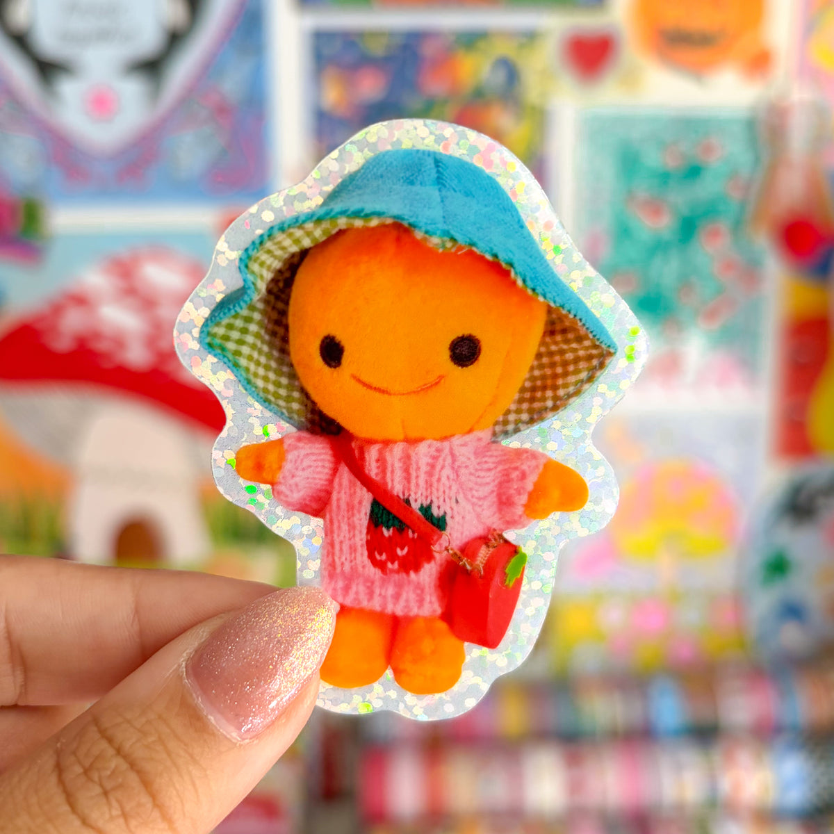 Clementine Keychain Glitter Sticker