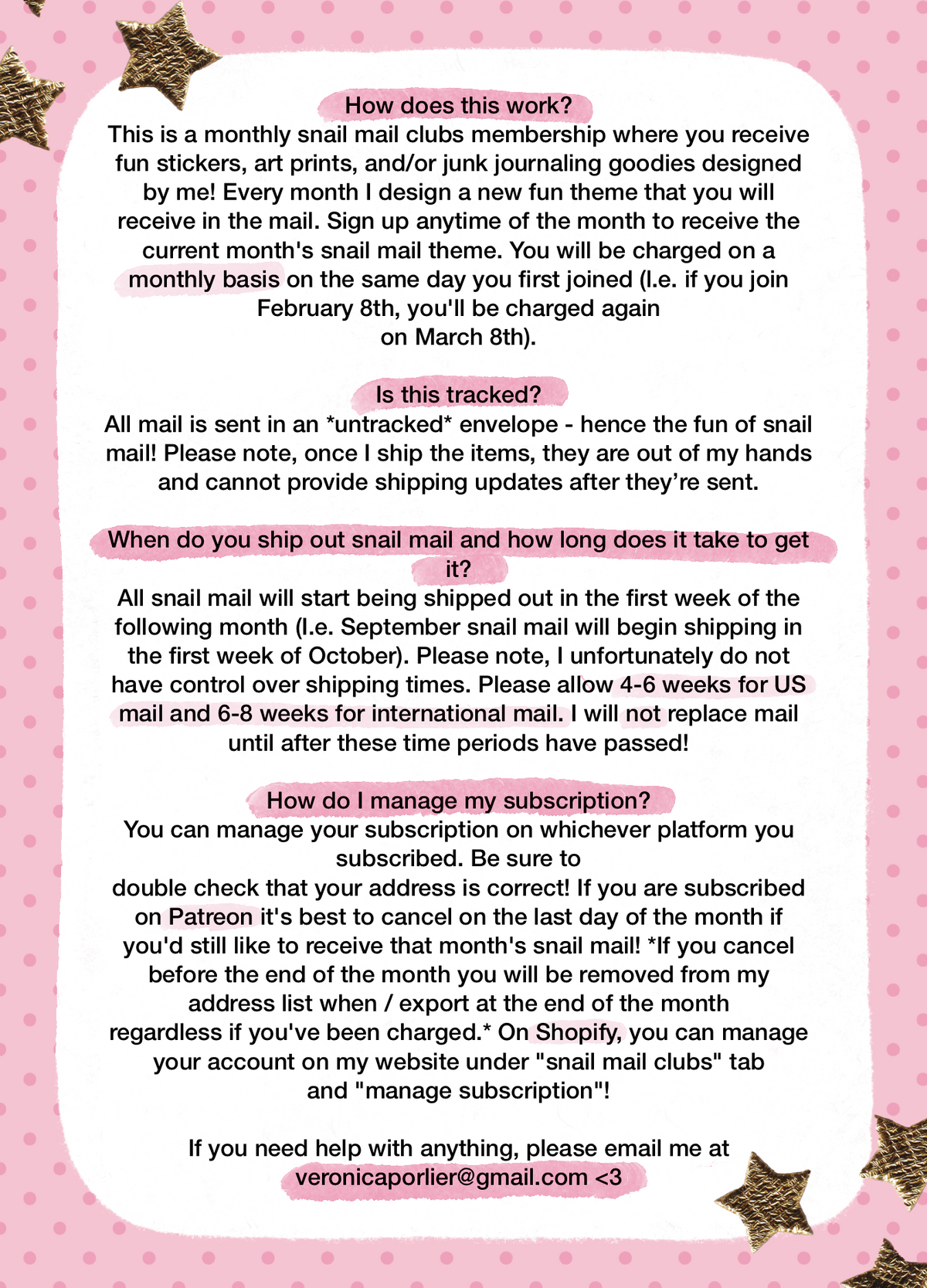 Busy Bug’s Snail Mail Clubs
