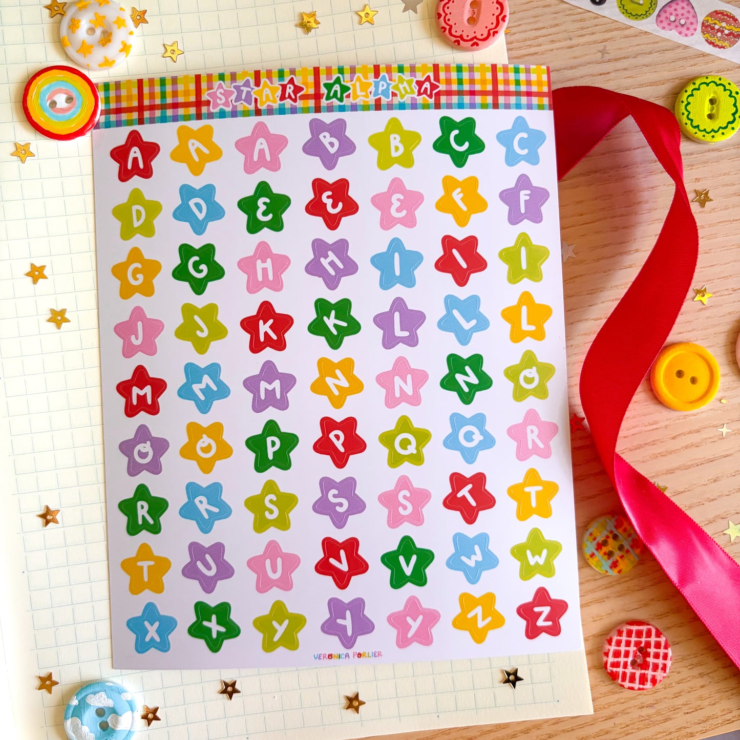 Star Alphabet Sticker Sheet