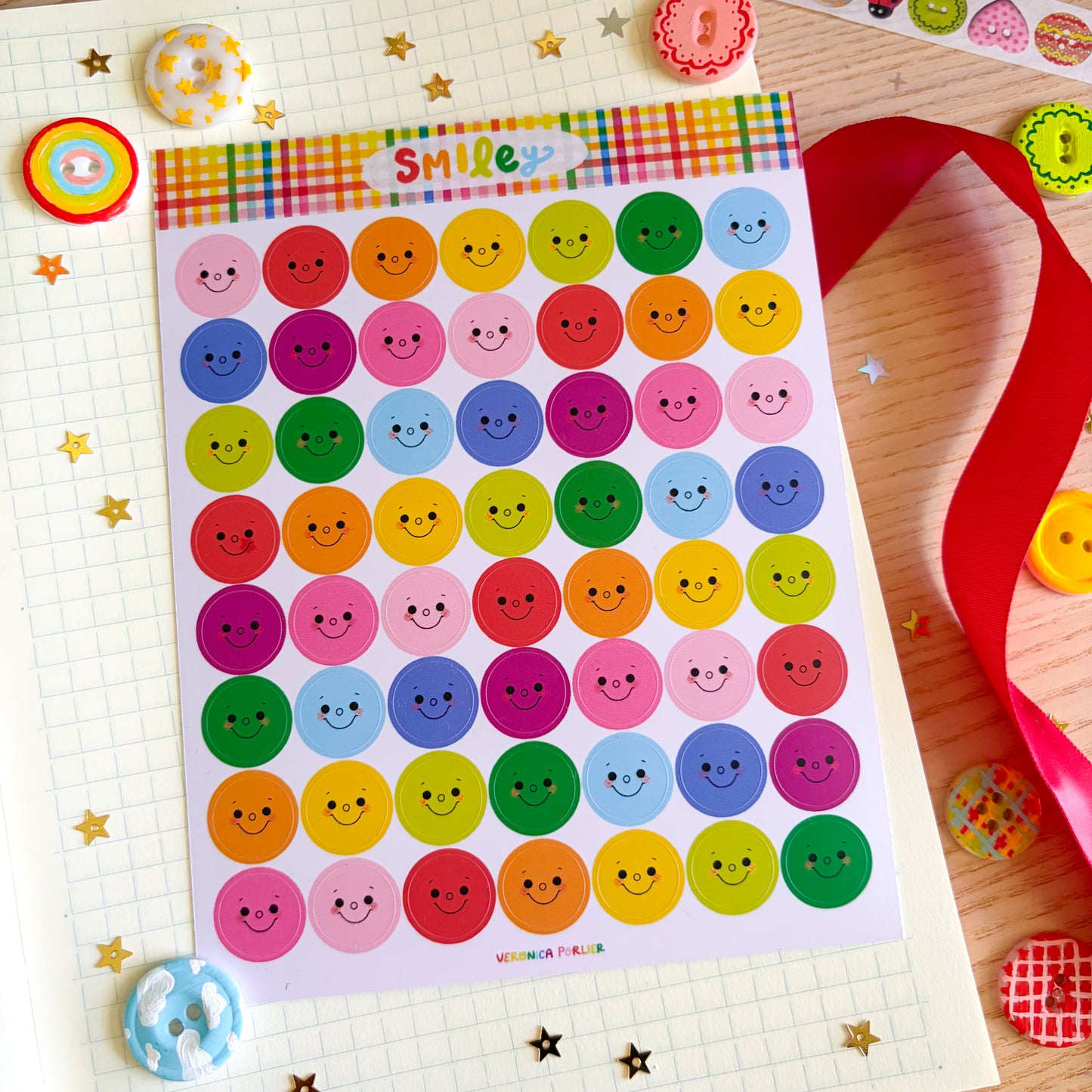 Rainbow Smiley Faces Sticker Sheet