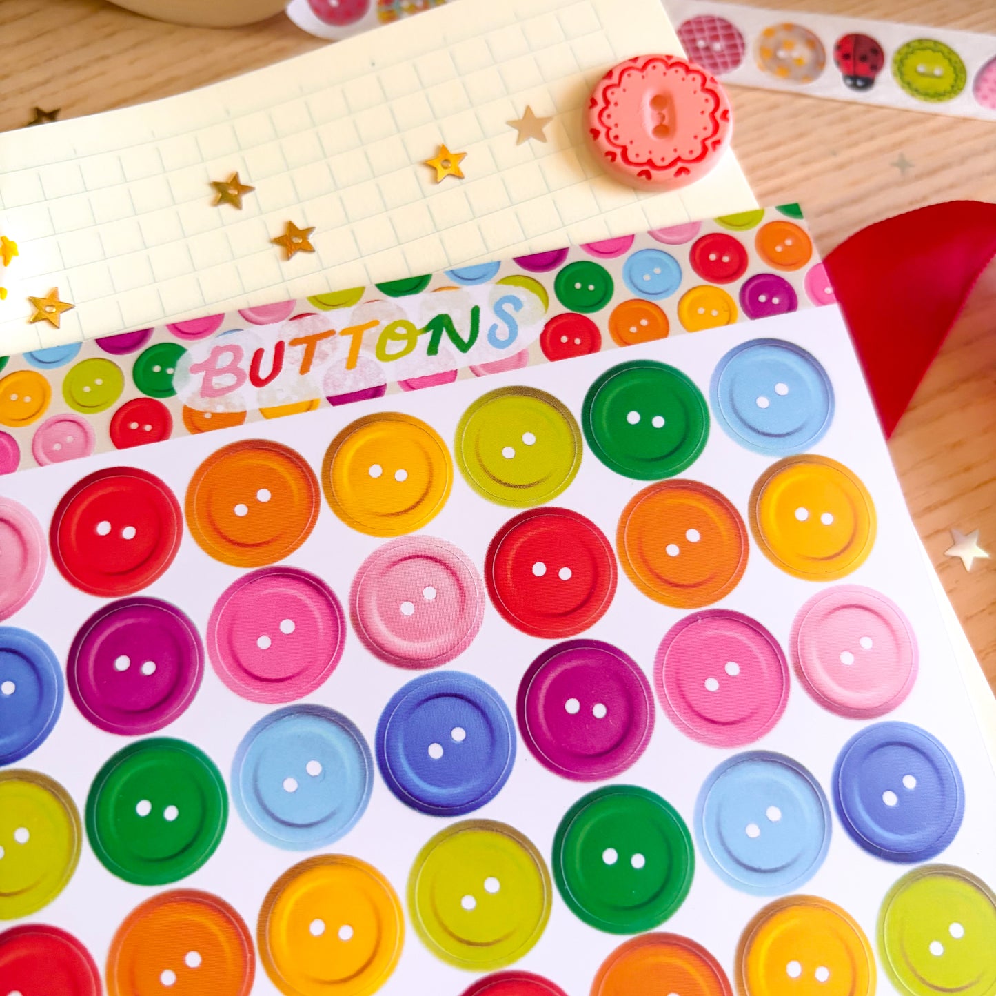 Rainbow Buttons Sticker Sheet