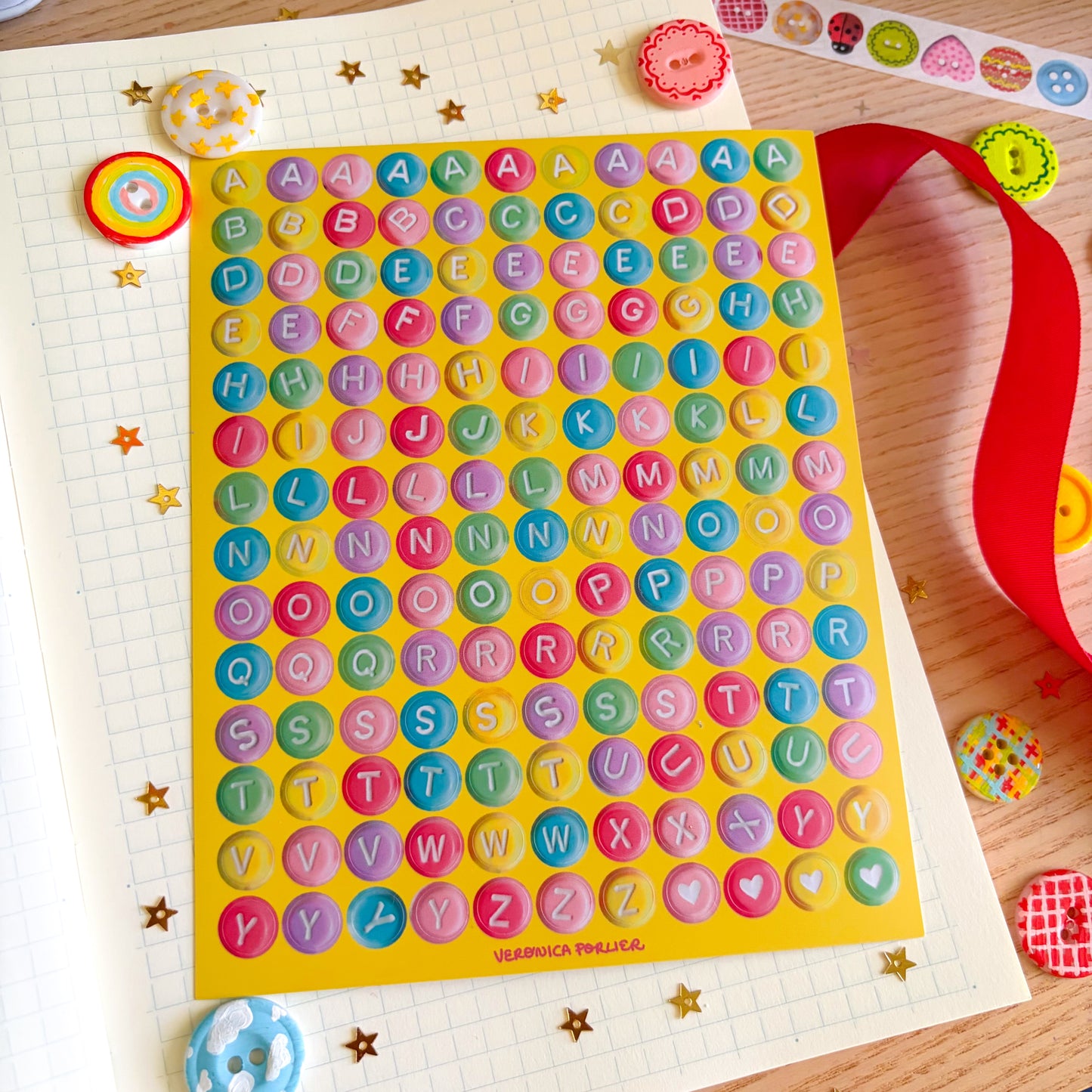 Colorful Beads Alphabet Sticker Sheet
