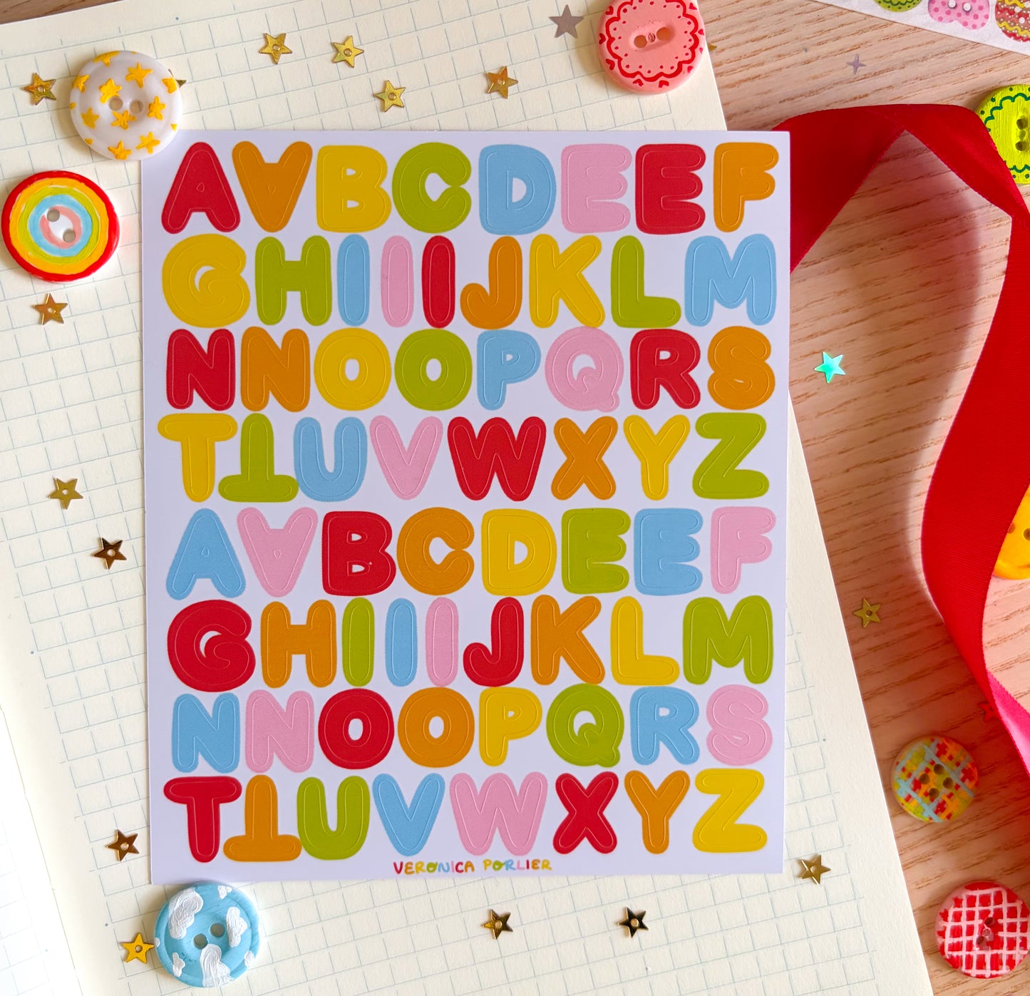 Busy Bug's Favorite Colors Alphabet Sticker Sheet