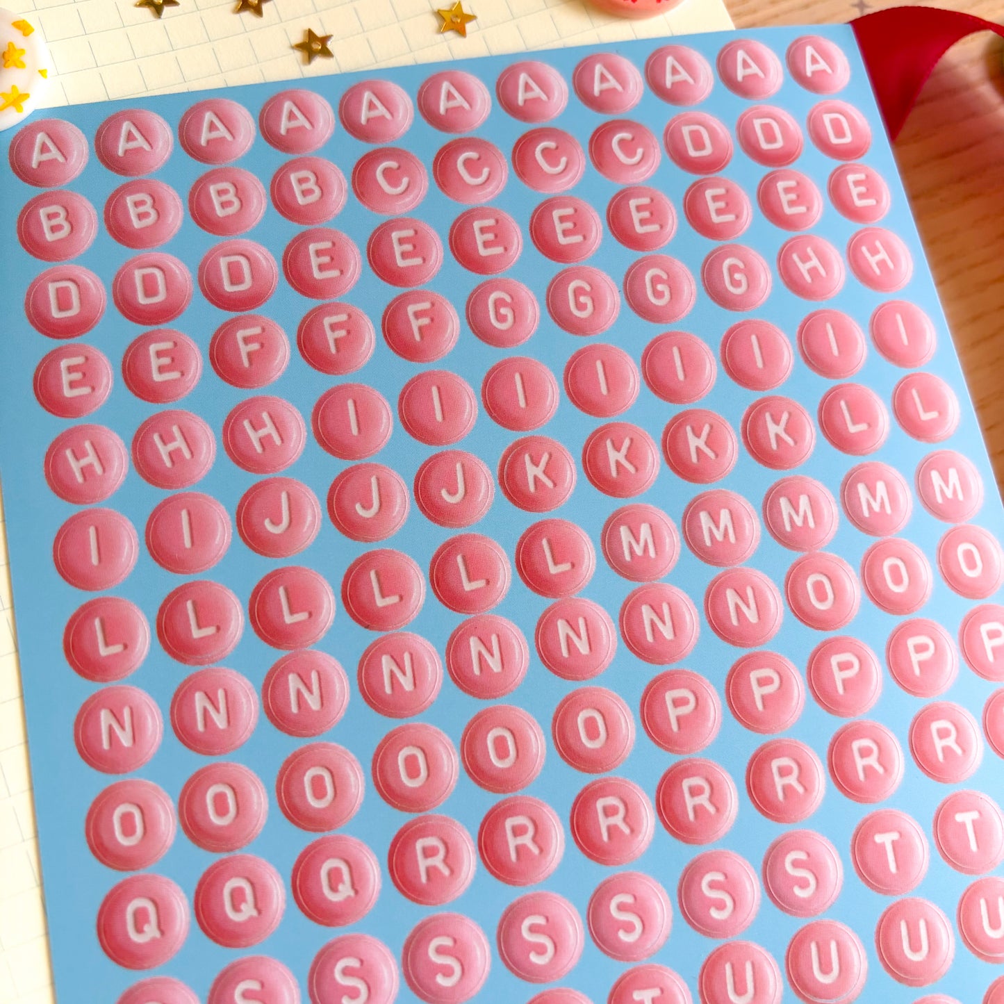 Pink Beads Alphabet Sticker Sheet