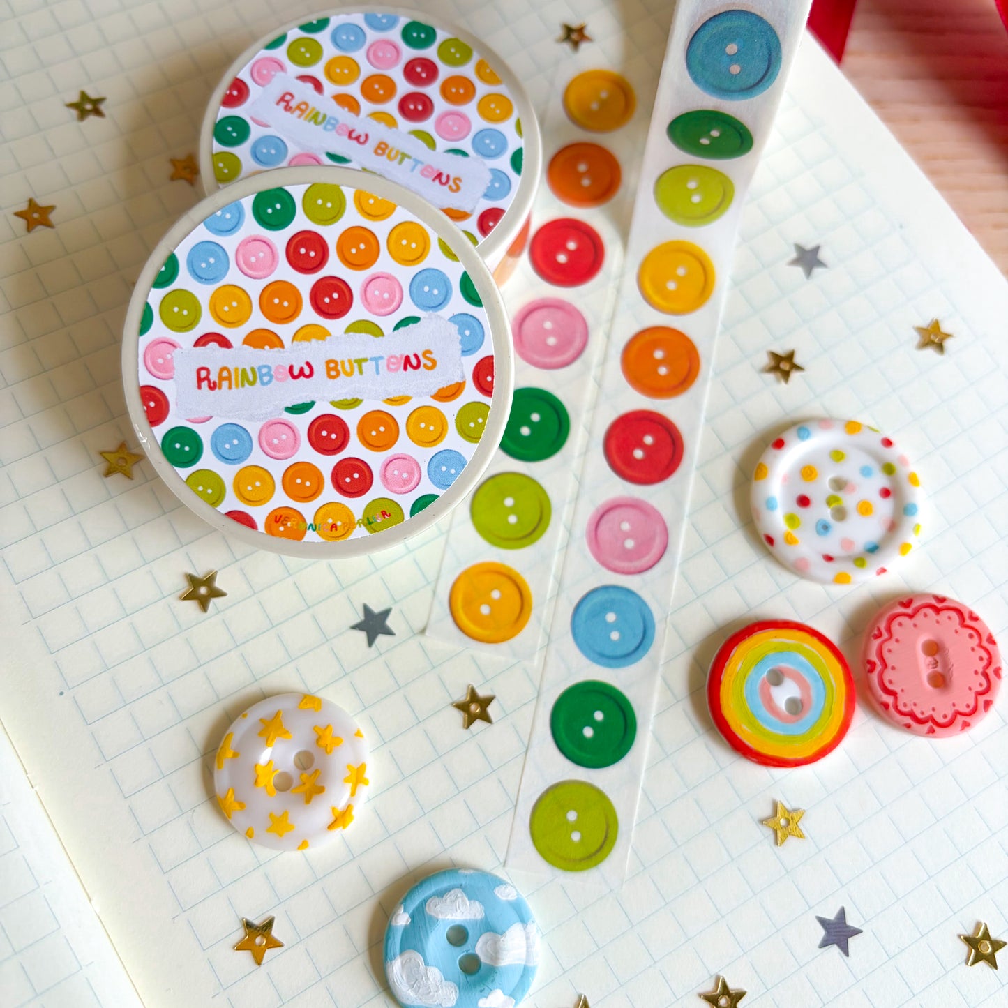 Rainbow Buttons Washi Tape