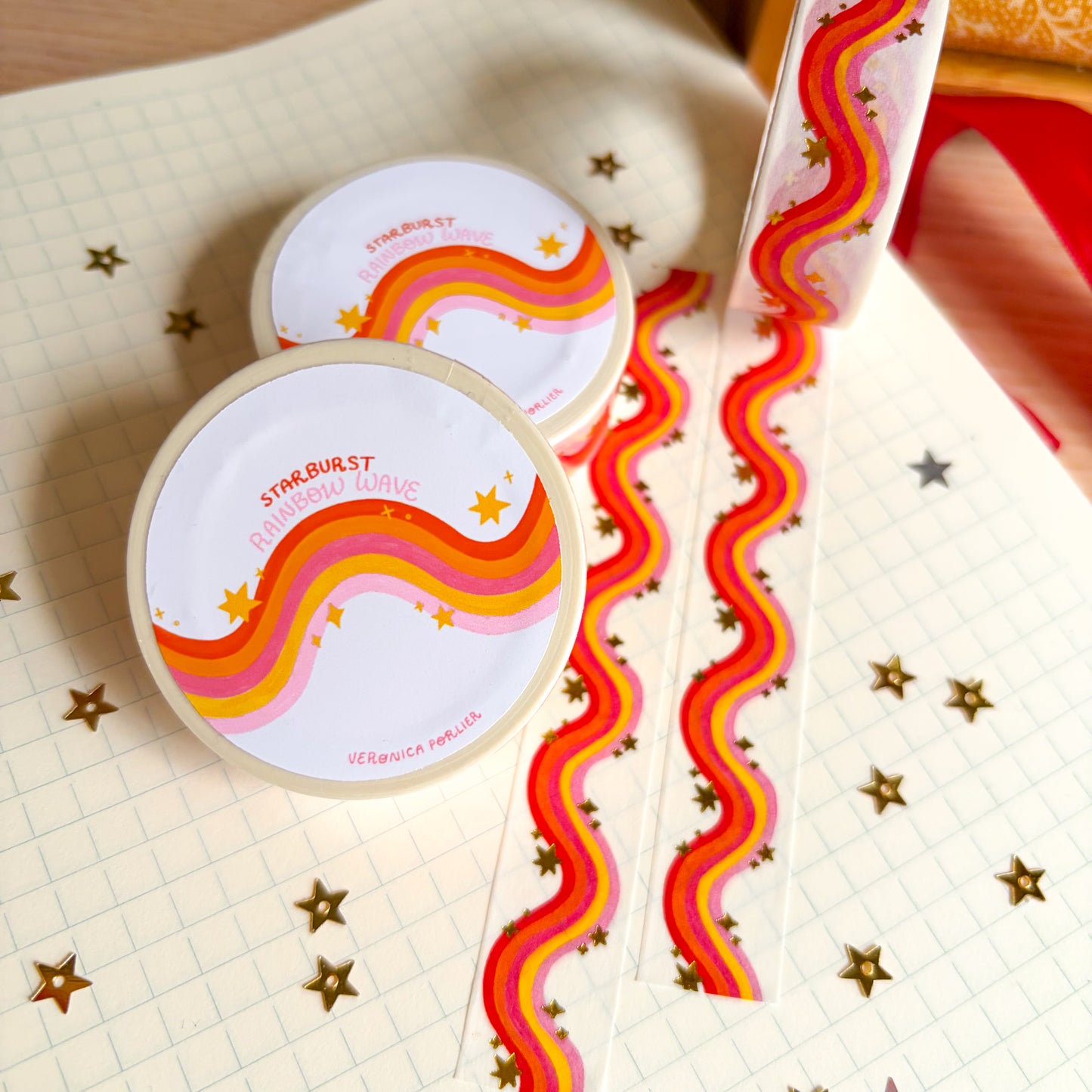 Starburst Rainbow Wave Foil Washi Tape