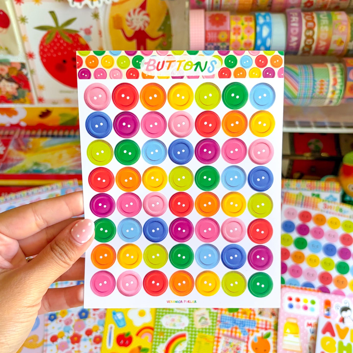 Rainbow Buttons Sticker Sheet