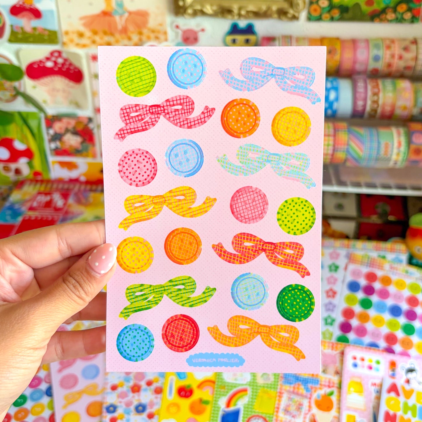 Buttons and Bows Sticker Sheet