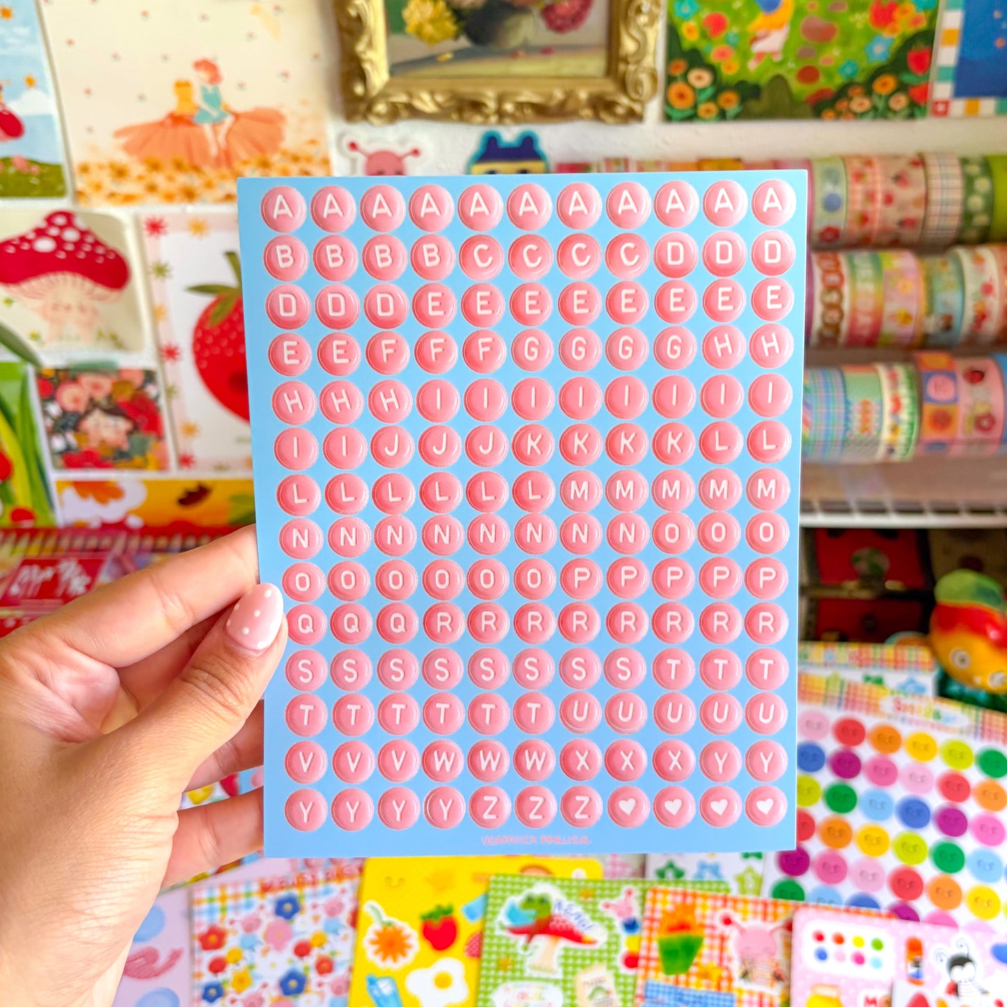 Pink Beads Alphabet Sticker Sheet